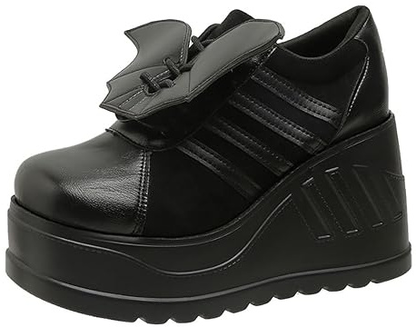 Ulalaza Escarpins Mary Jane pour femmes, chaussures Lolita, plateforme mignonne, gothique, Double bride à la cheville, bout rond, talon épais, pour rencontres, boîte de nuit