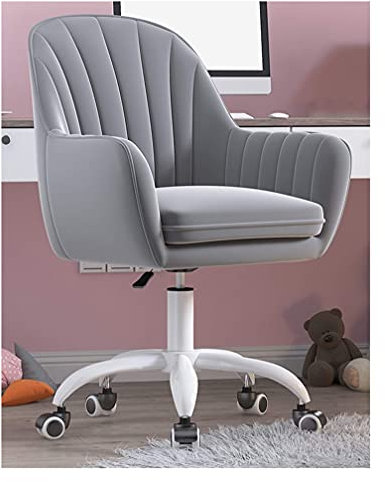 Schreibtischstuhl aus Samt mit verstellbarem, dickem Sitzkissen – Stilvoller und bequemer Arbeitsstuhl mit mittlerer Rückenlehne – ergonomisches Design – Bürodrehgelenk, Rollen – [Produktname]