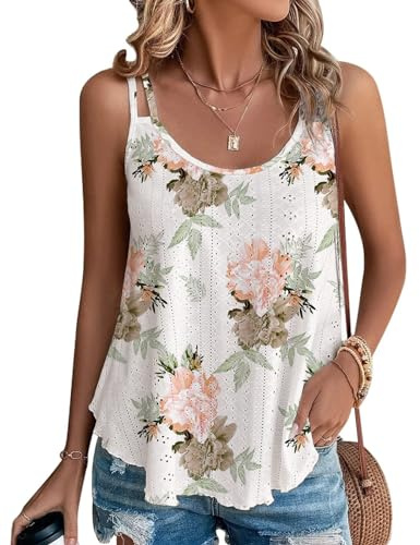 Tanmolo Damen Ärmellose Spaghetti Tank Tops Sommer Cami Blusen Shirt