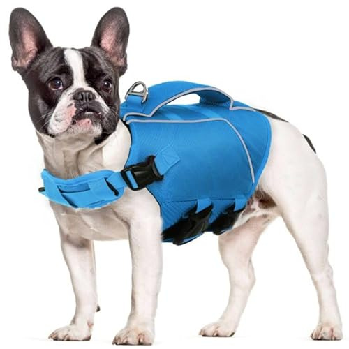 ASENKU flytväst hund L, hundflytväst räddningsvästar för medelstora hundar med handtag och reflekterande, lätt och säker, hundflytväst för simning, båtliv och paddling