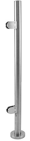 Poteau de balustrade haut de gamme en acier inoxydable de 1100 mm avec pinces en verre et caoutchoucs en métal brossé pour intérieur ou extérieur - 110 cm