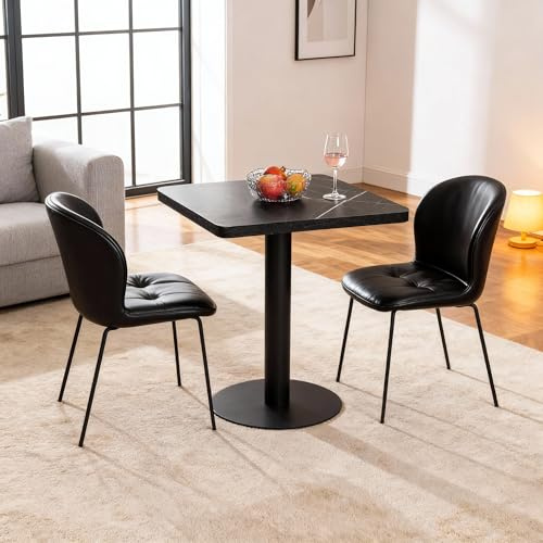 Mingone Esstisch 60cm x 60cm Quadratisch Marmor, Schwarz | Küchentisch für 2 Personen, klein Tisch 60cm für Esszimmer, Küche, Wohnzimmer