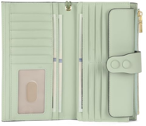 SENDEFN Purses for Women, Large Leather Women's Purses, RFID Blocking Women's Wallet with Card Holder, Zipper Coin Pocket and Wrist Strap