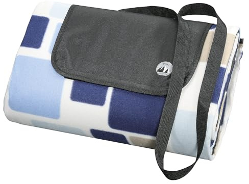 Cilio Picknickdecke Beach, Unterseite wasserabweisend, Outdoor Decke Polyester, weiche Oberfläche, mit Klettverschluss und Trageriemen, Geeignet für Picknick, Strand und Camping, 200x200 cm, Blau