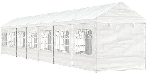 Pavillon mit Dach Weiß 15,61x2,28x2,69 m Polyethylen, Chaduof Gartenpavillon, Faltpavillon, Pergola, Partyzelt, Standmarkise, Sonnenzelt, Garten Pavillion, Grillpavillon3155483