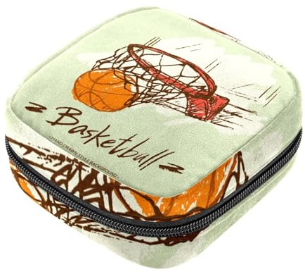 RODAILYCAY Damenbinden Aufbewahrungsbeutel für Frauen, große Kapazität, Menstruationspad-Tasche, Basketball im Korb, Menstruationstaschen, Tampon-Sammelhalter, Geldbörse
