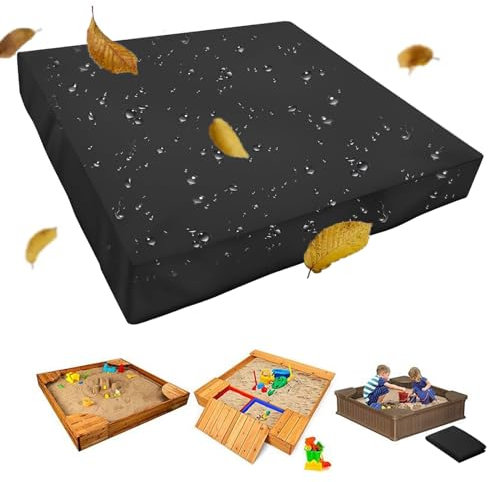 Bâche Bac à Sable, Housse de Bac à Sable 120 * 120 * 20cm Tissu Oxford avec Cordon de Serrage pour Jardins, Terrasses, Piscines et Jeux d'enfants