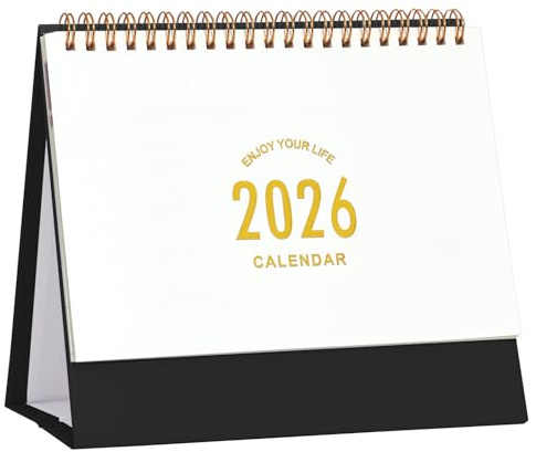 Kleiner Tischkalender 2024–2025, Stehender Flip-Desktop-Kalender von Juli 2024 bis Dezember 2025 – Metallring Doppeldrahtbindung Monatskalender für Home Office Schule (schwarz-weiß)