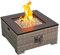 AFURNI Outdoor Rattan Fire Pit Table, Square Gas Fire Pit, 2 in 1 Fireplace Table Outdoor Fire Tables, 40000 BTU Rattan Smokeless Firepit Patio Heater with Lid for Patio Backyard
