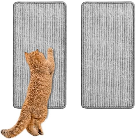 Kratzmatte Katze, Sisal Kratzteppich, Selbstklebend Kratzteppich Katze Wand, Kratzmatte Katze Sofa, DIY Climbing Cat Scratcher, Katzen Kratzbrett, Geeignet für Sofamöbeltüren, 2 Stück (Grau 60*30cm)