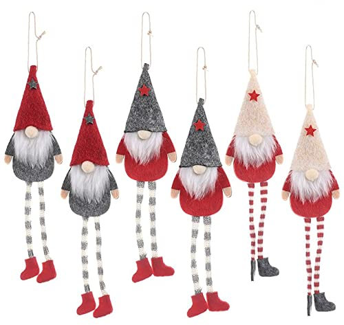 Weihnachtsanhänger Plüschpuppen 6er Set Baum hängende Dekoration für Zuhause Bauernhaus Haustür Dekoration