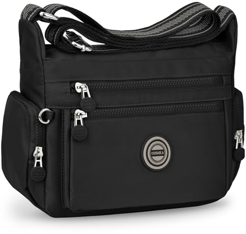 KTUEOV Umhängetasche Damen, Viele Fächer Wasserdicht Nylon Handtasche Damen Mittelgroß Leichte Schultertasche & Casual Crossbody Bag Damen mit Breitem Gurt Gross Messenger Bag für Einkaufen, Arbeit