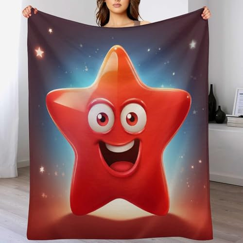 AAPZY süßer Seestern Anime-Charaktere Decke Decke Flannel Sofadecke Strandtuch Teppich Picknickdecke Weich & Plüsch Umhang Für Schlafzimmer, Alle Jahreszeiten （140×180cm）