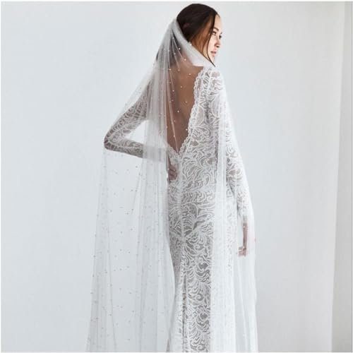 BOSHYUM Brautschleier Schleier Perlen Brauttüll 1-stufig Weicher Hochzeitsschleier Mit Kamm Brauttüllschleier Zum Fotografieren Brautschleier Schlichter Kopfschleier Atmungsaktiv