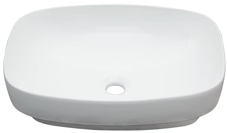 Lordear Vessel Sink Bathroom Semi Recessed Sinks 20 x 15 Inch Oval White Ceramic Vessel Sinks Modern Vanity Sink Bath Wash Bowl Above Counter Basin