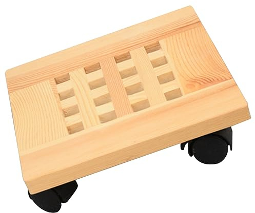 KONTONTY Soporte para Macetas Base Móvil para Plantas con Ruedas de Madera Soporte Estable y Práctico Fácil de Montar Adecuado para Interiores y Pasillos