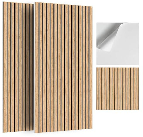 JBER lot de 6 mousse acoustiques, panneaux acoustiques auto-adhésifs pour murs, panneaux muraux décoratifs avec impression grain de bois pour, bureaux, maison, 60×60×1cm, chêne naturel