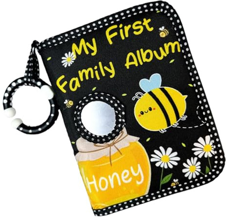 Sucritude Album Fotografico Morbido | Primo Album Bebè Foto 10x15 Cm - Libro Morbido in Tessuto con Specchio Sicuro per Foto 10x15 cm, Ricordo Familiare Essenziale per Bebè e Regalo Emozionante