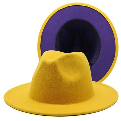 Klassische Fedora-Hüte, Wollfilz, Fedora-Hut, breite Krempe, Jazz-Partyhut für Damen und Herren, Herbst und Winter, Hellblau, 58-60 cm