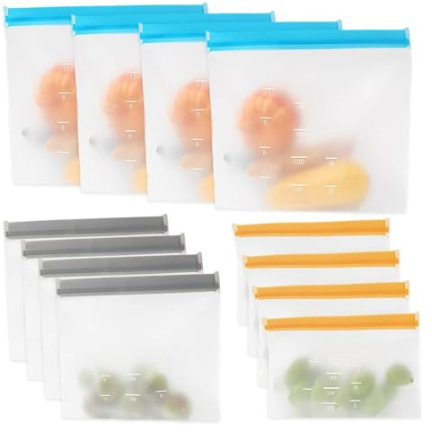 YZROHYI 12 Piezas Bolsas Congelacion Reutilizables,Bolsas para Congelar Alimentos,Bolsa Hermética con Cremallera,Bolsa Sandwich de Cocina,Bolso de Almacenamiento Pequeña para Almacenar Verduras