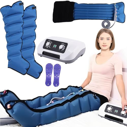 Pressoterapia Linfodrenaggio Professionale 6 Camere D'aria Macchinario Pressoterapia gambe e braccia Addome Glutei per Casa, Apparecchio Pressoterapia,Massaggio Linfodrenante(2 Gambe + 1 Addome)