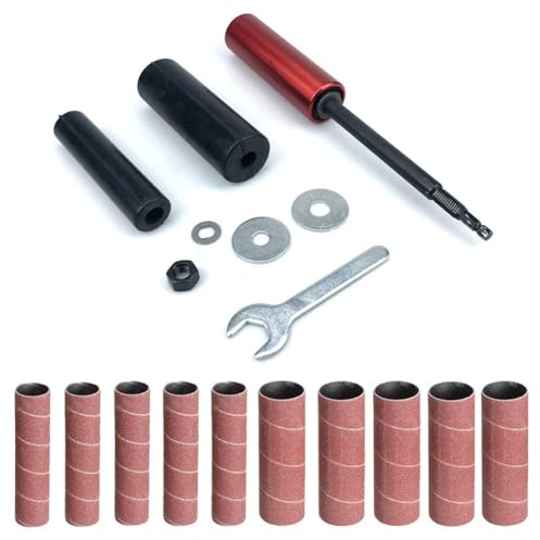 Wodsty Lot de 4 tiges de ponçage pour perceuse électrique - Pour conversion en mini ponceuse à bande avec papier abrasif grain 120 - Kit de 4 pièces pour bois, métal, plastique, verre et pierre