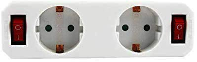 Adaptador 2 tomas con 2 interruptores,distribuidor ladron con interruptor.