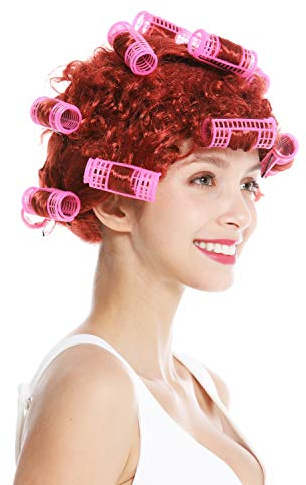 WIG ME UP - 4204-P350 Fasching Karneval Halloween Perücke Damenperücke Hausfrau Lockenwickler kupfer rot Trashy Drag Queen