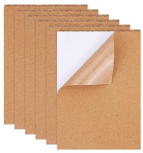 BENECREAT 8 Pack korkplatte, A4 Selbstklebende korkmatte, 1mm Kork-Rechteck-Isolierkorkplatten für Böden, Wände, DIY, Stanzen, Bastelprojekte 21x30cm