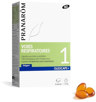 PRANARÔM - Oléocaps 1 - Voies Respiratoires - Aux Huiles Essentielles Ciblées - Origan Vulgaire Et Citron - 100% Naturelle Et Bio - HECT - 30 Capsules Prédosées