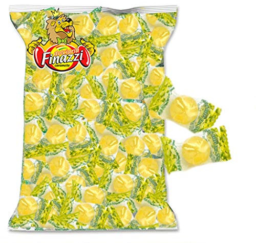 Caramelle Happy Friz Lemon Finazzi kg 1 - Caramella Ripiena Frizzante al gusto di Limone - Busta Trasparente da 1000gr Made in Italy