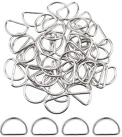 MZMing 50 Stück Metall D Ringe Schnalle 25mm Vernickelt D Ringe Taschenzubehör Nichtrostend Halbringe Handtaschen Schnallen Materialstärke 3mm für Tasche Schnalle Gurte Rucksack Bastelzubehör