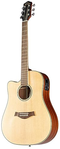 Red Hill DCE-S NT, Linkshänder Westerngitarre, Dreadnought mit Cutaway, Massive Fichtendecke, Mahagoni Boden und Zargen, 20 Bünde, Tonabnehmer, Stimmgerät, Natur Finish