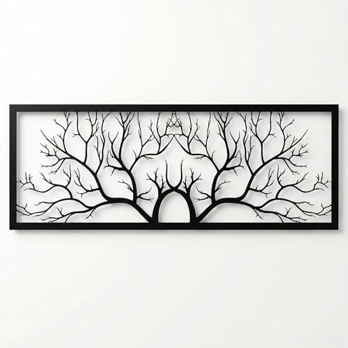 DEKADRON Metall-Wanddeko, Metall-Baumkunst, Ast-Wanddekoration, Wohnzimmer-Wanddeko (100 x 35 cm)