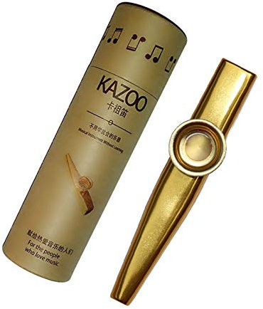 DINGGUANGHE-CUP Metall Kazoo Mundharmonika Mundflöte mit Musikinstrument Ukulele Gitarre für Kinder Party Woodwind Orff Instrumente Kazoo (Color : Gold)