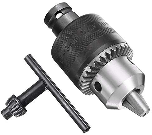 Messe Schnellspannbohrfutter, 1,5-13mm Kapazität 1/2-20UNF schlüsselloses Bohrfutter Adapter Konverter mit Spannschlüssel und 1/2 Quadratischem Innenadapter für Schlagschrauberumbau Werkzeug