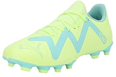 PUMA Framtida lek Fg/Ag fotbollssko för män, Snabb gul Puma svart elektrisk pepparmynta, 46.5 EU