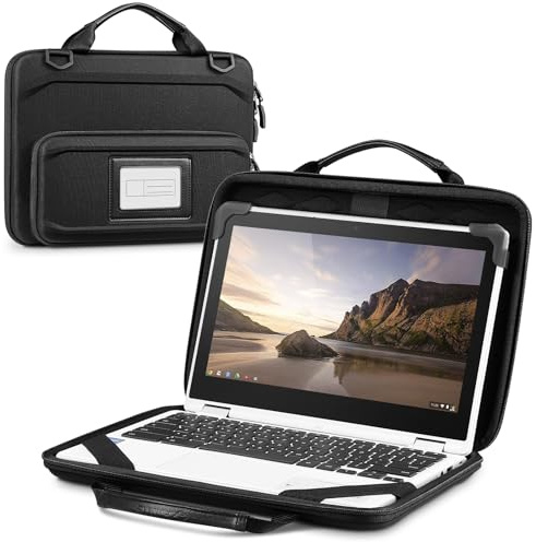 Fintie 11.6 Inch Chromebook Sleeve Case - Protective Briefcase Shoulder Bag with Accessory Pouch and ID Card Slot for Up to 11.6 Lenovo Samsung Microsoft ASUS DELL Acer HP Laptop Notebook (Black)