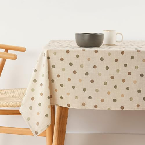 BELUM | Mantel XL 200x140 cm Fläckfri 100% hartsad bomull, bordsduk, vaxduk, tvättbar, bordsduk, vattentät, fläckborttagningsmedel Flytande avvisande
