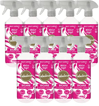 Fabulosa Multi Purpose, Multi Surface, Odour Removing Bicarbonate of Soda Bicarb Cleaning Spray, 500ml, 9 Pack, Winter Angel