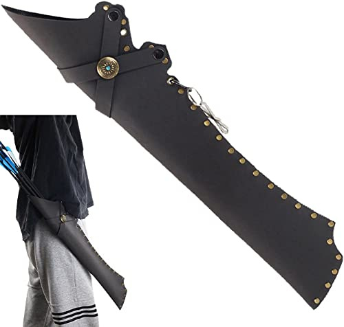 Wudaizhi Arroy De Cuero Flecha Quiver Marrón Negro para Lh/RH Hold 20-30 Piezas Flechas De La Hebilla Ajuste De La Inclinación De La Flecha Caza De Cajas De Flecha