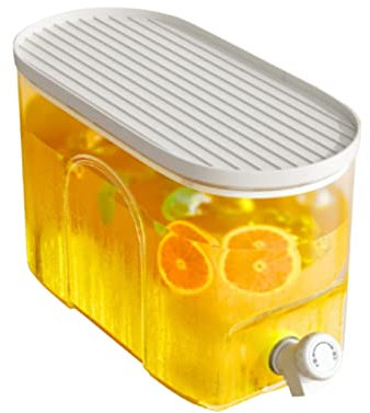 SYALEO Fria Dispensador de Bebidas con Grifo Giratorio Contenedor de Agua de plástico Cuadrado con Filtro Dispensador de Bebidas Grande para encimera de refrigerador Garrafa de Agua