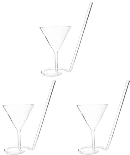 3 pezzi bicchieri da cocktail trasparenti a forma di spirale, bicchieri da vino da cocktail set di 3 bicchieri da Martini a spirale unici con calici di paglia bicchieri for KTV Home Bar Club ristorant