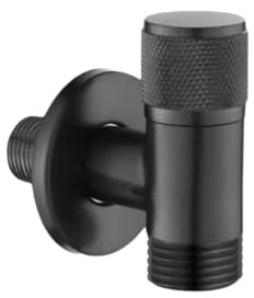 Kaltwasserhahn Gäste Wc Vollkupfer-Waschmaschinen-Wasserhahn Kurzer Automatischer Wasserstopp-Schnapphahn Universeller Schnellöffnungshahn Schwarz 3/4 Zoll