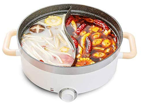 Olla Caliente con Tapa de Vidrio con Divisor, ollas para cocinar Sopa, Olla Caliente eléctrica para el hogar, calefacción eléctrica multifunción enchufable