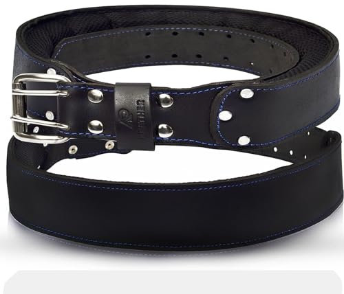 AP LEATHER Pro-501 Werkzeuggürtel aus gegerbtem Leder für Taille von 76,2 cm bis 132,1 cm, hochwertiges Leder mit 4 mm Dicke, gepolsterter Werkzeuggürtel, Schwarz, Full Size