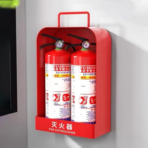 Soporte de Pared del Gabinete de Exhibición del Extintor, Estuche para Extintor de Incendios de 2*1 ~ 3kg Rojo/Blanco, Signo Decorativo de la Caja del Extintor, Soldadura de Hierro ( Color : Red )