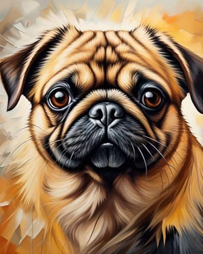 ZMHZMY Digitale Malerei auf Leinwand Mops DIY Handgemalt Ölgemälde Kits auf Leinwand Geschenk für Weihnachten Geburtstag Home Haus Deko,40x50cm