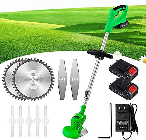 AMYYTL Rasaerba Rasaerba Elettrico Spazzola a Filo 24 V per Rimuovere Le Erbacce da Alberi e aiuole Tagliaerba per Terreni agricoli Utensile per bordare Il Prato (2 batterie e 1 Caricatore