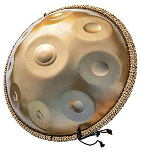Handpan Drum Instrument, D-Moll 9/10/12 Noten 22 Zoll Stahl Handtrommel (Gold, 9 Notes)